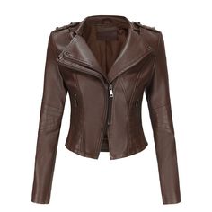 Slim-Fit Collared Leather Jacket for Spring/Autumn - Ivory,XL Fitted Biker Jacket For Fall, Brown Leather Jacket With Zipper For Fall, Solid Color Long Sleeve Faux Leather Jacket, Fitted Faux Leather Jacket, Hooded Faux Leather Jacket For Fall, Monochrome Faux Leather Biker Jacket For Fall, Fall Faux Leather Jacket With Zipper Closure, Hooded Leather Jacket For Spring, Faux Leather Jacket For Fall