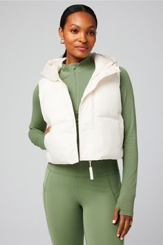 Essential Cropped Hooded Puffer Vest Fabletics white female Activewear >> Womens >> Jackets & Outerwear >> Jackets regular Everyday Hidden Pockets/Reflective/Water-Resistant Cropped Puffer Vest, Hooded Puffer Vest, Female Activewear, Womens Jackets, Every Color, Puffer Vest, Active Wear For Women, Outerwear Jackets, Stylish Outfits