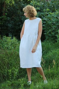 Linen dress Striped Linen Dress For The Beach, Striped Linen Beach Dress, Casual Striped Linen Dress, Summer Striped Linen Dress, Striped Linen Dress, Linen Summer Dress, Linen Sundress, Sleeveless Linen Dress, Honest Beauty