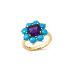 A new and elevated twist on our classic flower motif, this eye-catching ring features a sparking Amethyst center surrounded by a ring of Turquoise on a polished 18-karat gold band. Ring size 6.5 Turquoise Carat Weight: 1.69 ct Amethyst Carat Weight: 2.36 ct Custom sizes available upon request. Please email shop@jennifermeyer.com Made with love in Los Angeles Complimentary gift wrapping provided Mama Hoodie, Classic Flower, Jennifer Meyer, Turquoise Flowers, Flower Motif, Gold Band Ring, Lifestyle Shop, Flower Ring, Gold Band