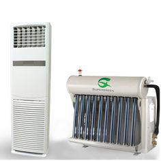 an air conditioner and heater are on display