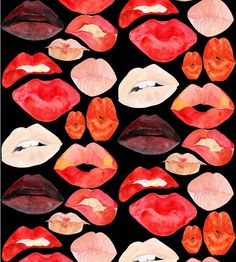 many different colored lips are arranged together