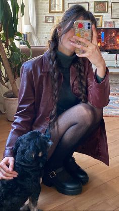 Buffy Fall Outfits, 90s Edgy Aesthetic, Outfits With Leather Coat, Fall Coat 2023, Vintage Fall Outfits Aesthetic, Red For Fall 2023, Witchy Women Aesthetic, Whimsigoth Fashion Fall, Whimsigoth Fall Aesthetic