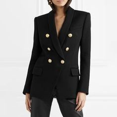 Double Breasted Women's Casual Black Blazer Jacket – sunifty Formal Winter Tops With Buttons, Formal Winter Tops With Button Closure, Winter Formal Tops With Button Closure, Tailored Tops For Formal Winter Occasions, Formal Single Breasted Tops For Fall, Elegant Business Tops For Winter, Winter Long Sleeve Blazer For Office Wear, Winter Office Top With Lapel Collar, Single Breasted Tops For Winter Workwear