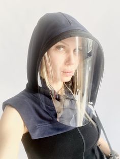 "🏅Aakasha Featured in Forbes , HuffPost ,THEWHOot \"A designer from Sofia, Bulgaria, makes hoodie shields that zipper into place and \"make you feel totally comfortable and secure while going out.\" Subscribe for Aakasha Newsletter for Special Offers and Promo Codes Paste this link below in your browser http://eepurl.com/dvUKiz Now FREE EXPRESS SHIPPING to the U.S. for orders over 35$* ♥ All my orders ship EXPRESS only >> buy your piece today & have it within 1-3 days upon shipping Al Hood Mask, Face Mask Design Ideas, Pink Baseball Cap, Space Suits, Goth Steampunk, Steampunk Cosplay, Sofia Bulgaria, Face Mask Design, Full Face Mask