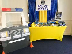 a police station themed party with decorations