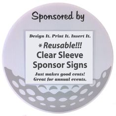 a sign that says sponsor by in front of a white background with polka dots on it