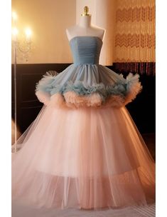 Formal Long Black Mermaid Evening Dress Off Shoulder - $78.48 #S1496 - SheProm.com Ruffle Prom Dress, Tulle Party Dress, Quinceanera Dresses Pink, Strapless Prom Dresses, Cascading Ruffles, A Line Prom Dresses, Dresses 2023, Prom Formal, Tulle Gown