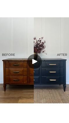 before and after photos of an old dresser