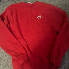 Red Nike Crew Neck I’ve Only Wore It A Few Times Basically New Send In Offers! Want Gone Asap Red Nike Sweatshirt For Streetwear, Nike Red Sweatshirt For Streetwear, Nike Red Tops For Streetwear, Nike Red Crew Neck Sweatshirt, Nike Red Sporty Sweatshirt, Nike Sporty Red Sweatshirt, Red Nike Tops For Streetwear, Classic Red Crew Neck Sweatshirt, Classic Red Cotton Sweatshirt