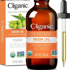 Thoughtfully care for your skin with Cliganic Organic Neem Seed Oil. With origins in Ayurvedic medicine, Indias neem trees have been beloved for centuries for their healing, nutritive benefits. Our USDA Certified Organic neem seed oil contains skin-nourishing Vitamin E, as well as an array of essential fatty acids. Thicker than most skin oils, this 100% pure oil is ideally blended with a thinner oil to encourage skin radiance. Size: 4oz.  Color: Orange. Neem Oil For Skin, Body Skin Care Products, Neem Tree, Oil For Skin, Natural Aromatherapy, Oil Shop, Neem Oil, Skin Radiance, Skin Care Kit