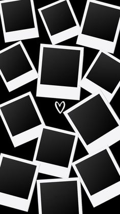 many black and white photos are arranged in the shape of hearts on a black background