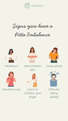 Common signs of a Pitta Imbalance according to Ayurveda. Pitta Imbalance, Pitta Kapha, Ayurvedic Remedies, Insta Post, Sensitive Eyes, Personal Health, Improve Digestion