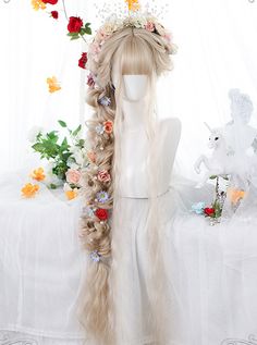 Retro Elegant Super Long Curly Classic Lolita Wigs Harajuku Wigs Long, Nature Costume, Mother Nature Costume, Harajuku Wigs, Fairytale Hair, Korean Hairstyles, Kawaii Wigs, Long Hair Wigs, Really Long Hair