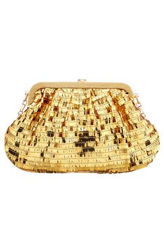 Lustrous sequins and a metallic clasp elevate an event-ready clutch fitted with a drop-in chain strap for hands-free wear. Lined Textile Imported Sag Rising, Golden Clutch, Hot Accessories, Rose Gold Accessories, Gold Clutch, Shades Of Gold, Gold Butterfly, Evening Clutch, Hands Free