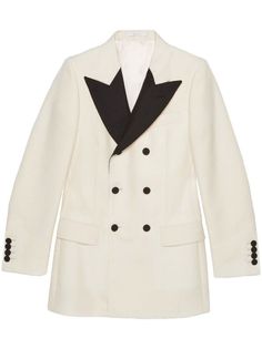 Gucci contrasting-lapel double-breasted Jacket - Farfetch Gucci Blazer With Buttons For Fall, Gucci Workwear Blazer With Buttons, Gucci Blazer With Buttons For Work, Winter Gucci Blazer With Buttons, Gucci Winter Blazer With Buttons, Gucci Long Sleeve Wool Blazer, Gucci Wool Long Sleeve Blazer, Gucci Winter Blazer, Gucci Tailored Double-breasted Blazer