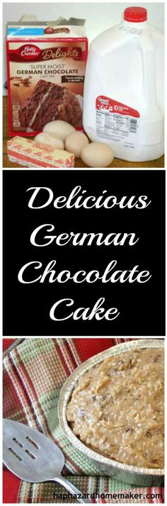 delicious german chocolate cake recipe with milk, eggs and other ingredients to make it easy