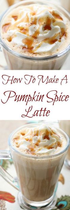 how to make a pumpkin spice latte with whipped cream and caramel syrup in a glass cup