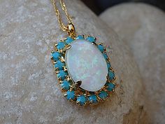 Opal Gold Necklace ,Oval Fire Opal Necklace, Turquoise and White Opal Pendant, Turquoise and Opal We Oval Pendant Necklaces With Cabochon For Wedding, Oval Pendant Cabochon Necklace For Wedding, Oval Cabochon Pendant Necklace For Weddings, Wedding Necklaces With Oval Cabochon Pendant, Oval Cabochon Pendant Jewelry For Wedding, Oval Pendant Jewelry With Gemstone Accents For Wedding, Turquoise Round Necklace For Wedding, Turquoise Oval Cabochon Wedding Jewelry, Oval Pendant With Gemstone Accents For Wedding