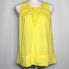 Nwot Michael Kors Yellow Sleeveless Blouse Spring Tank Vest For Daywear, Spring Daywear Sleeveless Camisole, Spring Sleeveless Cotton Blouse, Yellow Sleeveless Top With Ruffles, Yellow Sleeveless Cotton Tops, Spring Tank Blouse, Yellow Sleeveless Camisole For Beach, Sleeveless Top For Spring Daywear, Sleeveless Cotton Blouse For Vacation