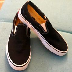 Black In Color Size 7 Men's 8.5 Women's Brand New Never Been Worn Black Non-slip Vans Sneakers, Vans Slip-on Canvas Shoes For Skateboarding, Men's Vans, Vans Black, Shoes Vans, Mens Vans, Vans Shoes, Mens Shoes Sneakers, Women Brands