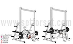 the olympic bench and squat machine is shown in two different positions, with one man sitting on