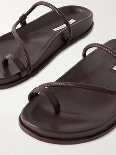 EMME PARSONS Bari leather sandals Emme Parsons, Designer Flip Flops, Pool Sandals, Latest Sandal, Toe Ring Sandals, Funky Shoes, Aesthetic Fits, Brown Leather Sandals, How To Make Shoes