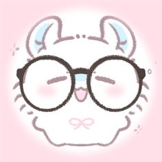 a drawing of a cat with glasses on it's face