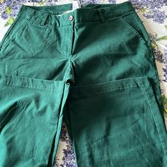 29” Inseam ( S As Hemmed With 1” That Could Be Let Down ) . 17 1/2 “Waist , Side Slit Pockets , Coin Pocket And Back Pockets Nwot Size 12 , Belt Loops Let Down, Pants Color, Lands End, Forest Green, Pant Jumpsuit, Straight Leg, Size 12, Coin, Pants For Women