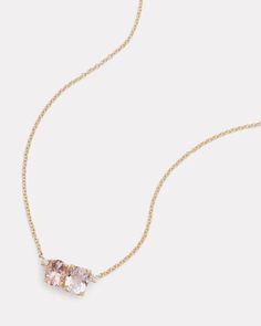 18K Yellow Gold Morganite Oval and Kunzite Cushion Cut Pendant Necklace with Diamonds, .13 TCW  16 Inches, Pendant is 3/4 Inch Long x 3/8 Inch Wide Style# YNSOCMKW Elegant Pink Multi-stone Necklace, Elegant Multi-stone Oval Pendant Jewelry, Oval Multi-stone Necklace In Fine Jewelry Style, Elegant Oval Multi-stone Necklace, Elegant Multi-stone Oval Pendant Necklace, Oval Multi-stone Necklace For Wedding, Green Tourmaline, Morganite, Cushion Cut