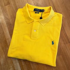 100% Cotton Classic Fit Polo With A Blue Pony Logo On Left Chest. Nwt. Qt9ss2x2gt Classic Fitted Yellow Polo Shirt, Fitted Yellow Classic Polo Shirt, Yellow Long Sleeve Cotton Polo Shirt, Preppy Man, Golf Preppy, Yellow Polo Shirt, Preppy Men, Polo Shirt Colors, Ralph Lauren Slim Fit