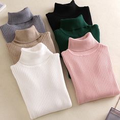 On Sale Autumn Winter Women Knitted Turtleneck Sweater Casual Soft Polo-neck Jumper Fashion Slim Female Elasticity Pullovers Pullover Mode, Turtleneck Pullover, Knit Turtleneck Sweater, Bottoming Shirt, Winter Sweater, Women Sweater