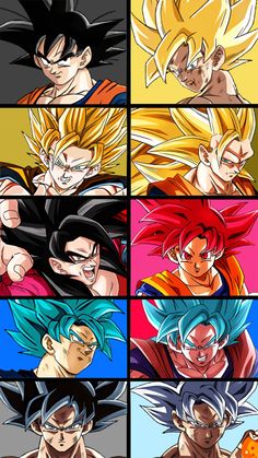 dragon ball characters are all different colors and sizes