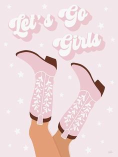 size: 12x9in Art Print: Let's Go Girls Cowgirl by Natalie Carpentieri : Summer Prints Wallpaper, Cowgirl Bedroom, Hens Party Themes, Cowboy Wall Art, Cowgirl Decor, Iphone Wallpaper Preppy, Rustic Party, Bedroom Wall Collage, Western Parties