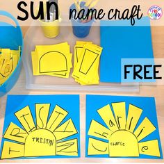 sun name craft with free cut outs for kids to make it's the day