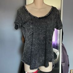 Nwt Altar’d State Size Small. Oversized So Could Also Fit A Size Medium. 100% Cotton. Trendy Washed Black Top, Grunge Washed Gray Top, Gray Washed Grunge Top, Casual Washed Gray Tops, Black Washed Top For Everyday, Black Distressed Top For Everyday, Everyday Black Distressed Top, Everyday Distressed Black Tops, Trendy Gray Distressed Tops