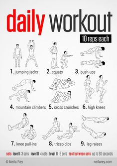 the daily workout poster shows how to do an easy and effective way to get fit