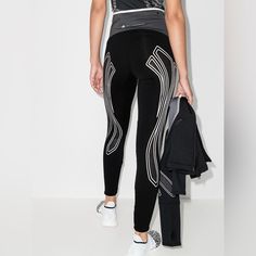 Stretch Technical French Terry Leggings In Black And Grey. High-Rise. Graphic Pattern Printed In Grey Throughout. Single-Pocket Styling. Concealed Drawstring At Waistband. Logo Printed In Grey At Front And Back. Logo Printed In Black At Side Waistband Brand : Adidas By Stella Mccartney Size : Material : 86% Recycled Polyester 14% Spandex Condition : New Without Tags Apx Measurements Taken Flat : Waist : 10” Unstretched Inseam : 28” Please View Measurements To Ensure Proper Fit ** Shipping-Orders Fitted Tights For Streetwear, Fitted Athleisure Leggings With Reflective Details, Tight Bottoms For Streetwear, Adidas By Stella Mccartney, Adidas X, Stella Mccartney Adidas, Shipping Orders, Adidas Women, French Terry