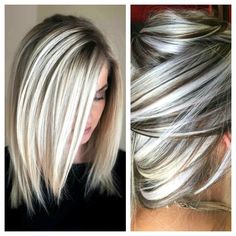 Types Of Hair Color, Κούρεμα Bob, Grey Highlights, Gorgeous Gray Hair, Gray Hair Highlights, Trendy Hair Color, Hair Color Highlights, Short Hair Color, Haircut And Color