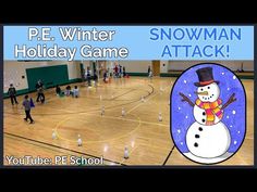 a snowman game is being played on the basketball court