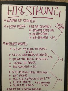 a white board with writing on it that says fit's strong and how to use it