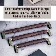 three different types of watch straps with text overlay that reads expert craftsmanship made in europe with precision hand - stitching, reflecting tradition and excellence