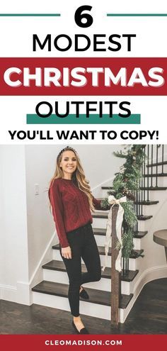 Christmas Party Outfits Winter, Red Pants Holiday Outfit, Christmas Eve Church Outfit Women, Christmas Day Outfit Women Casual, Christmas Eve Outfits Church, Christmas Eve Outfits For Teens, Modest Christmas Outfit, Christmas Party Outfit Casual, Holiday Party Outfit Casual