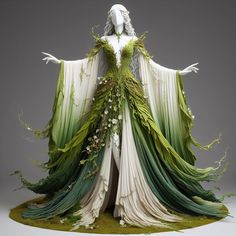 ai, digital art, image, character, illustration, cartoon, fantasy, design, animation, icons, 3D, comic, painting, manhwa, pfp, pp, cover Earth Inspired Dress, Tree Inspired Dress, Earth Element Outfit, Mother Nature Outfit, Earthy Dresses, Mother Nature Dress, Druid Dress, Mother Earth Costume, Nature Inspired Dress