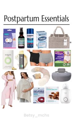 the contents of a woman's postpartum essentials