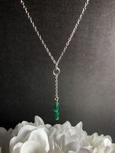 Your new Elegant green Aventurine necklace doubles as a crystal choker of the Sacred Feminine in representation. Wear this delicate Y Lariat design as a Calming Protection talisman due to it's Aventurine crystal gemstone pendant 💚 Aventurine embodies the energies of prosperity and abundance 💚 Aventurine has a calming influence 💚 Aventurine is said to be a healing crystal in that it is known as an anti-inflammatory, and for stimulating metabolism. - 3-6mm Natural Aventurine - 3mm Sterling Silv Green Crystal Necklaces For May Birthstone, Green Necklace For Meditation - May Birthstone, Green Gemstone Crystal Necklace For Meditation, Spiritual Green Necklace For May Birthstone, Green Jade Jewelry With Adjustable Chain, Adjustable Green Emerald Spiritual Necklace, Green Dangle Spiritual Jewelry, Spiritual Green Emerald Necklace With Natural Stones, Spiritual Green Jewelry With Adjustable Chain