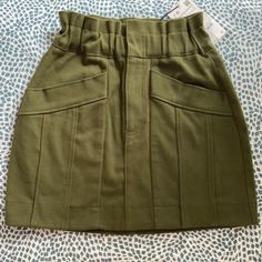 Olive Green Zara Paperbag Waist Skirt With Pockets. Smoke/Pet Free Home Nwt Paperbag Skirt, Turquoise Skirt, Leather A Line Skirt, Linen Wrap Skirt, Zara Skort, Faux Leather Midi Skirt, Vegan Leather Skirt, Check Skirt, Basic Skirt