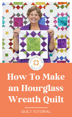 Save this Easy Hour Glass Wreath Quilt Tutorial  for Christmas! Jenny Doan demonstrates how to make a merry wreath quilt using 10 inch squares of precut fabric. Wreath Quilt, Quilt Videos, Glass Wreath, Christmas Quilting Projects, Modern Quilting Designs