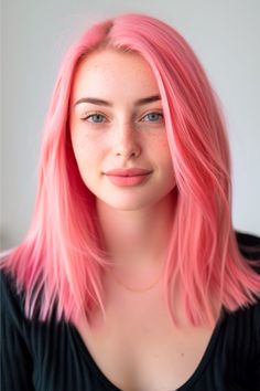 Cotton Candy Pink Hair Color Idea. Space Bun Hairstyle, Haircut Ideas Brown Hair, Dutch Side Braid, Pink Wolf, Space Bun, Pink Streaks