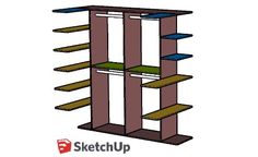 a drawing of a book shelf with three shelves